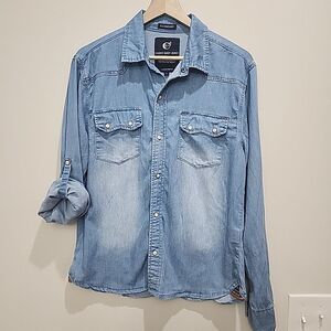 Chopp Shop Jean Premium Denim Snap Button Down Long Sleeve Men Top Small Country